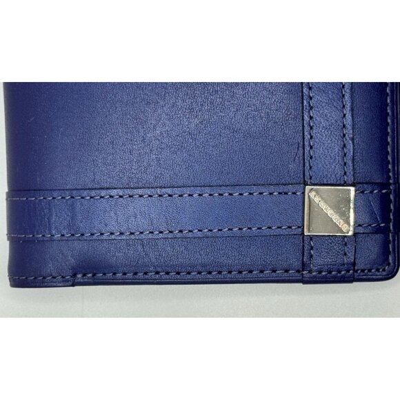 Burberry Bifold Wallet In Navy Blue Leather With Inner Logo Print - Picture 2 of 15